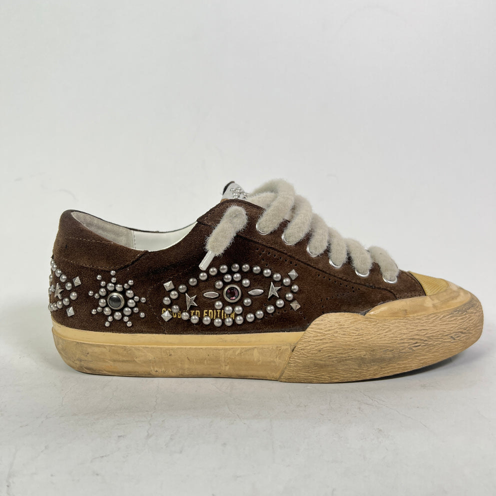 Golden Goose Suede Superstar Pen-Star Embellished Sneaker