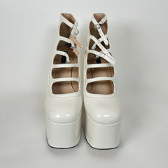 Marc Jacobs White Patent Leather Kiki Platform Heels Size 41
