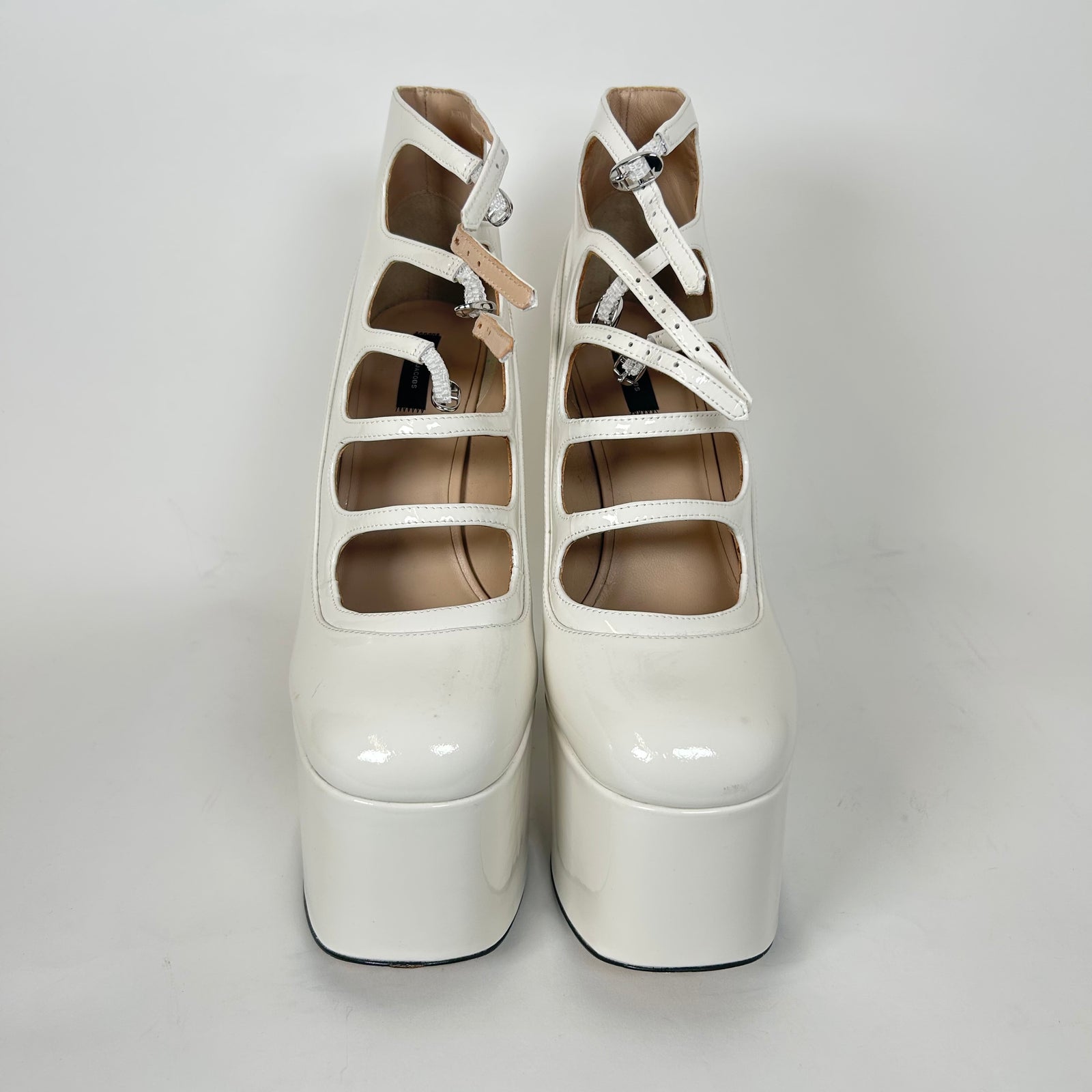 Marc Jacobs White Patent Leather Kiki Platform Heels Size 41