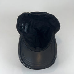 Prada Leather Plaque Logo Hat