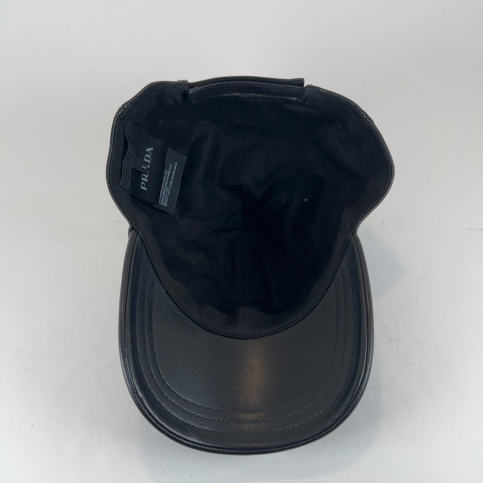 Prada Leather Plaque Logo Hat