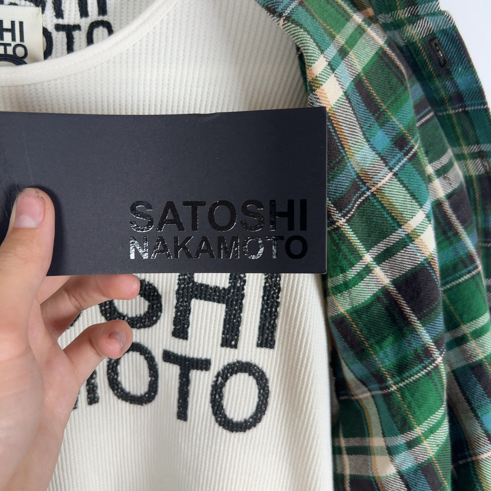 Satoshi Nakamoto Bender Cut Off Flannel Plaid Green
