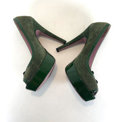 Valentino Suede Patent Leather Bow Heels