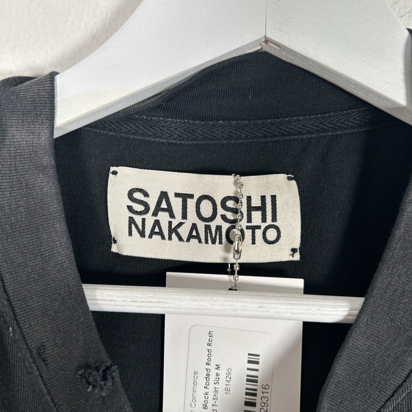 Satoshi Nakamoto Black Faded Road Rash Distressed T-Shirt Size M