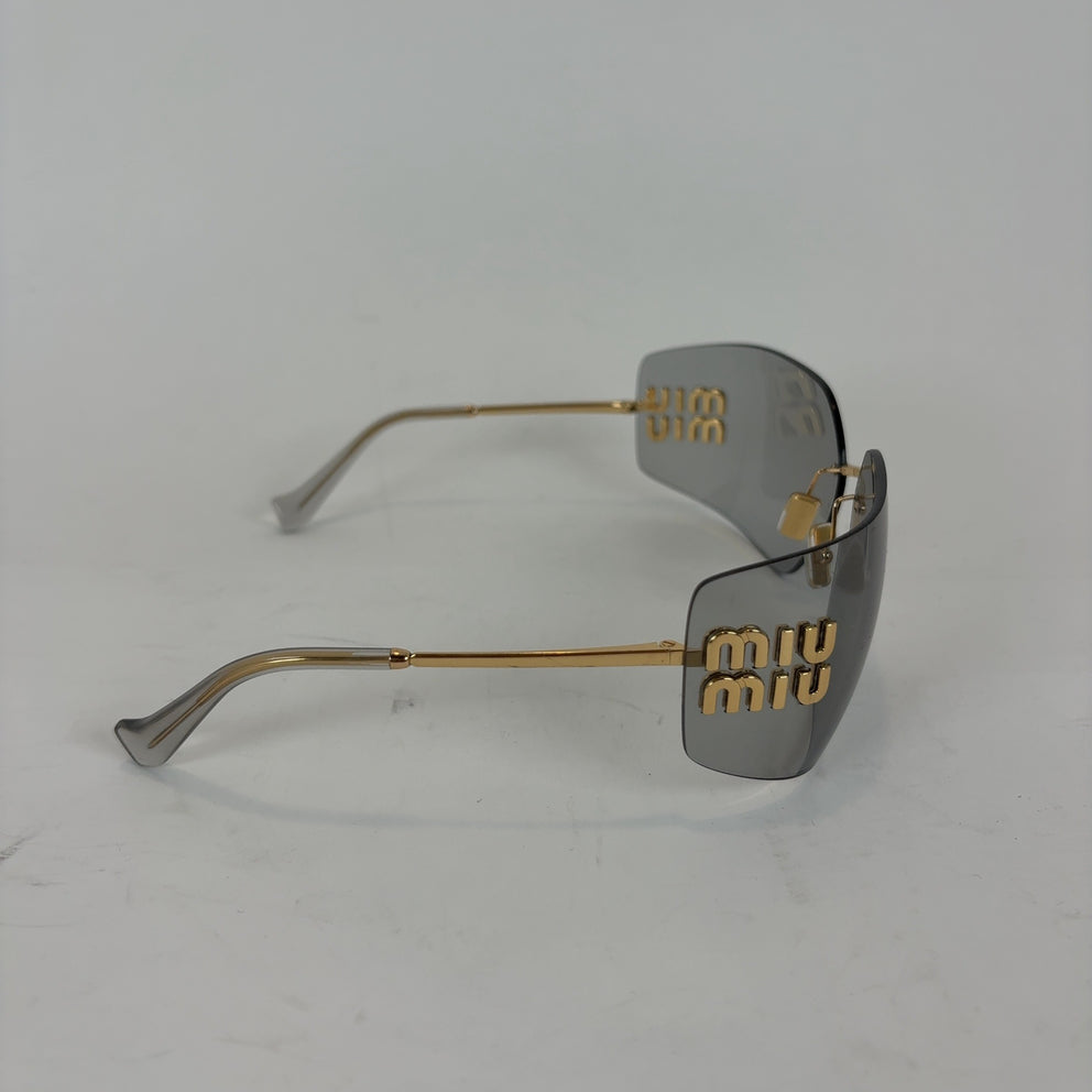 Miu Miu Wraparound Logo Sunglasses