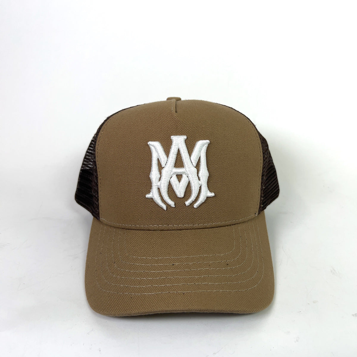 Amiri Brown MA Logo Trucker Hat