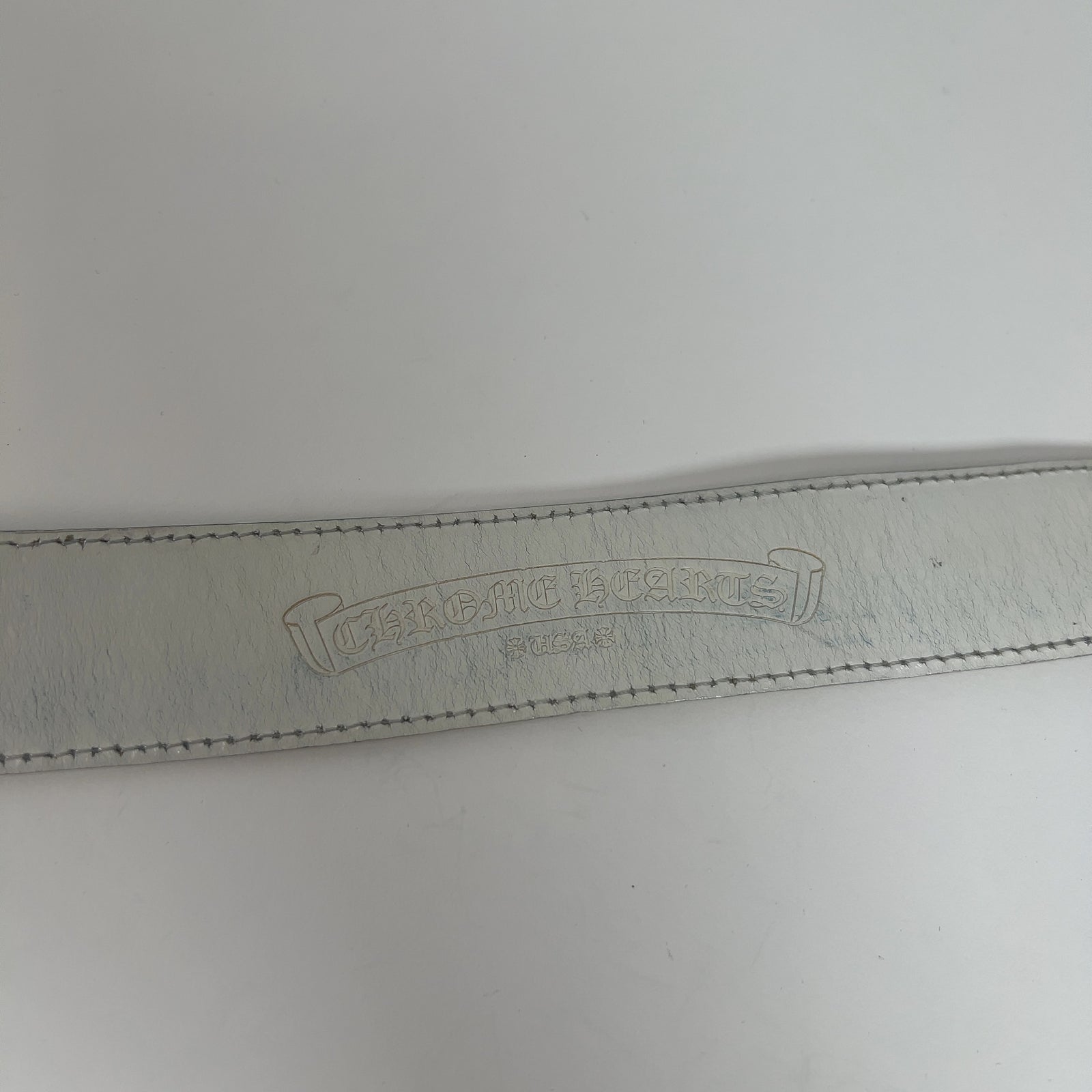 Chrome Hearts White 'Oval Cross' Belt Size 32