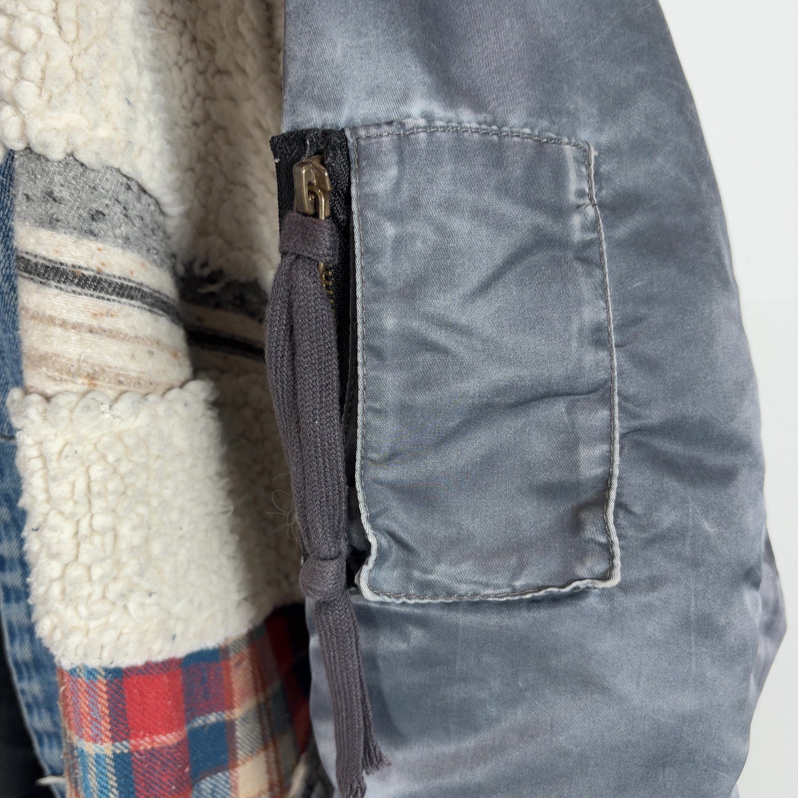 Greg Lauren Kimono Sherpa Patchwork Light Jacket