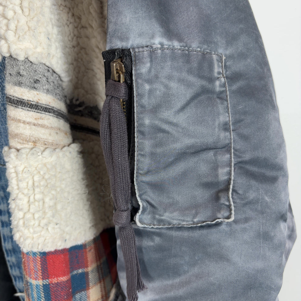 Greg Lauren Kimono Sherpa Patchwork Light Jacket