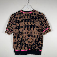 Fendi Intarisa Knit All Over Print T-Shirt Size M