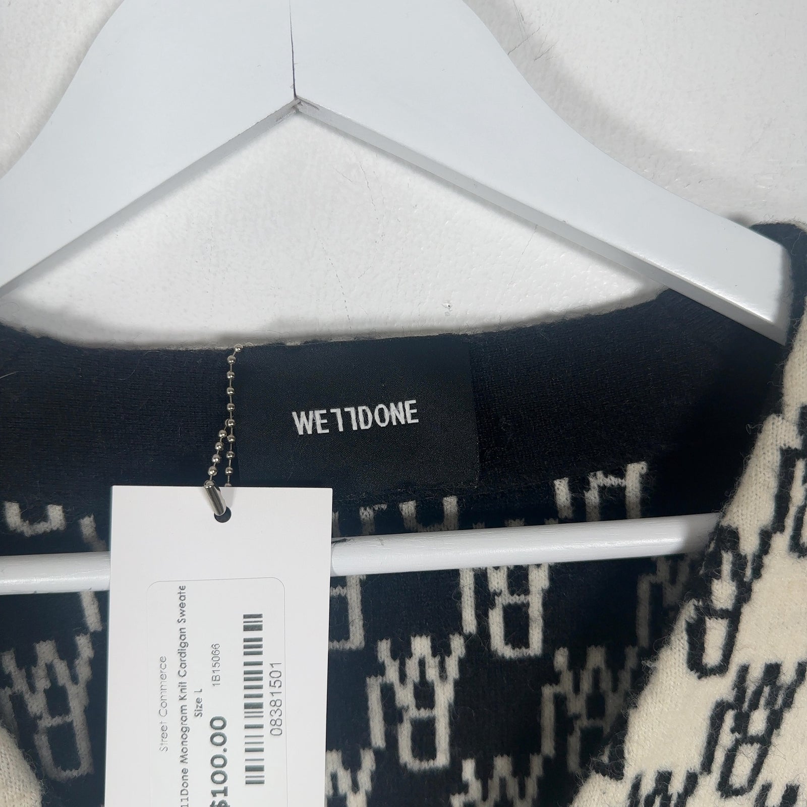 We11Done Monogram Knit Cardigan Sweater Size L