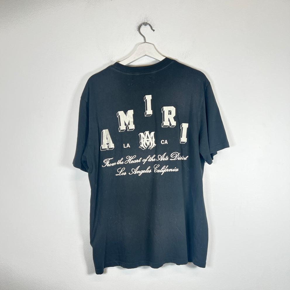 Amiri Black Vintage Collegiate Logo T-Shirt Size XL