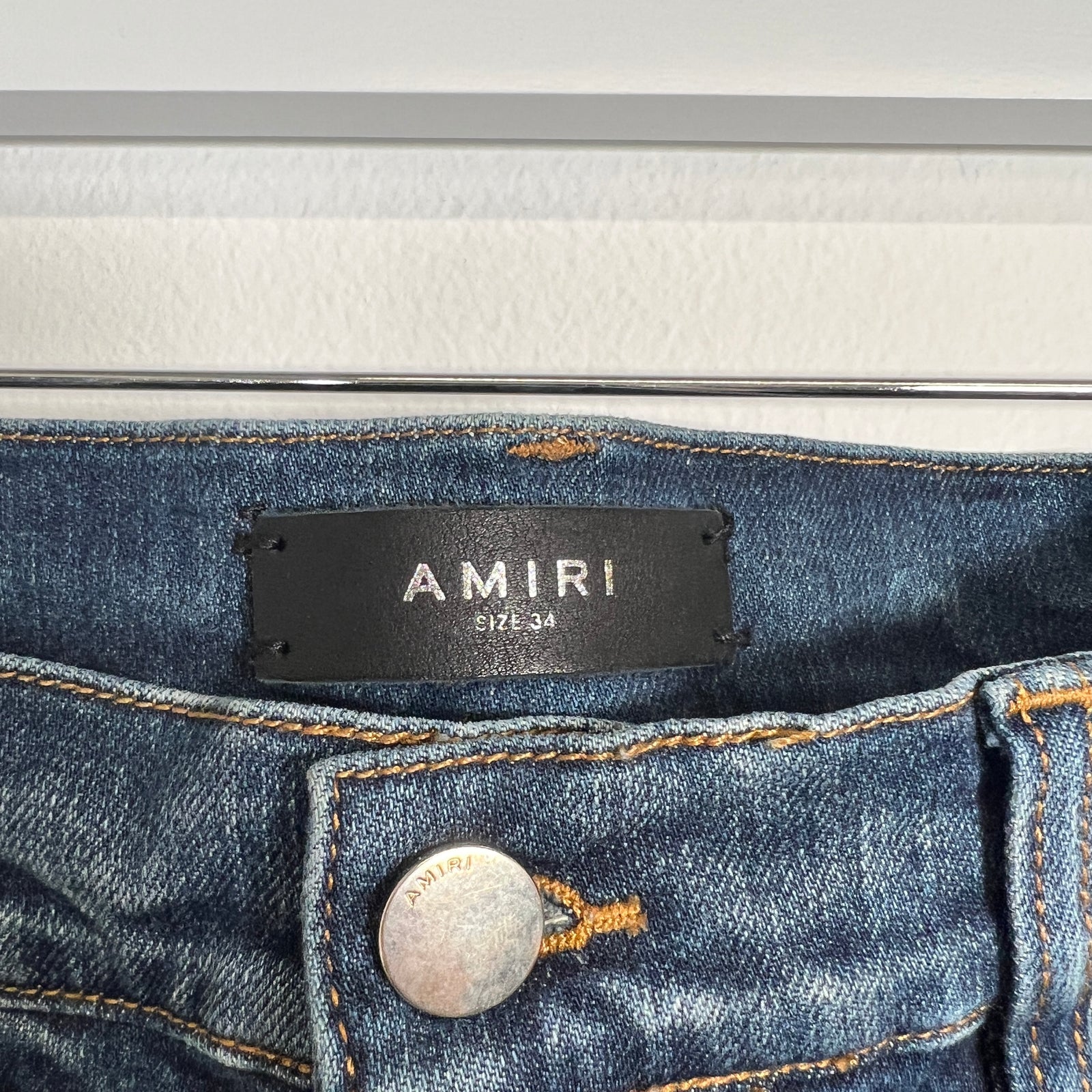 Amiri Dark-Wash Tigh Blue Logo MX1 Size 34