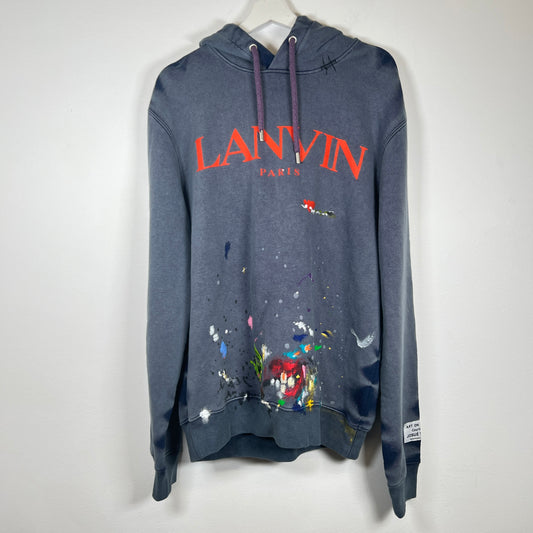 Lanvin x Gallery Dept Navy Paint Splatter Hoodie Size L