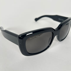 Balenciaga Black Rounded Square Logo Sunglasses