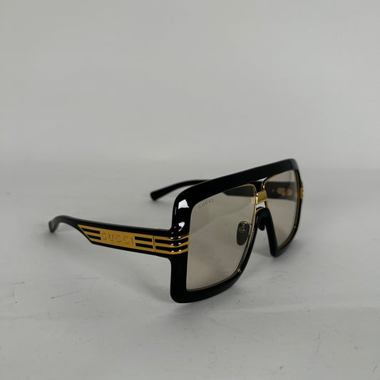 Gucci Black/Gold Square Aviator Sunglasses