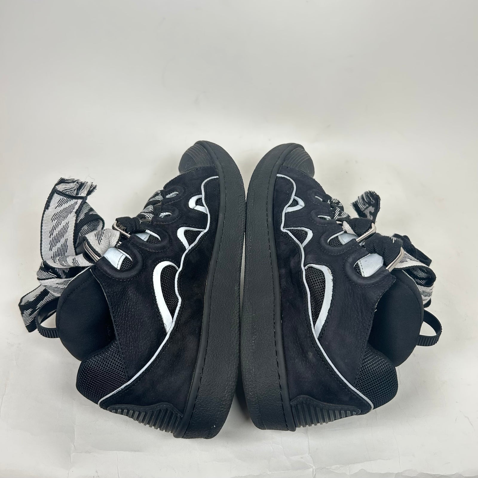 Lanvin Black Reflective Curb Sneakers Size 42