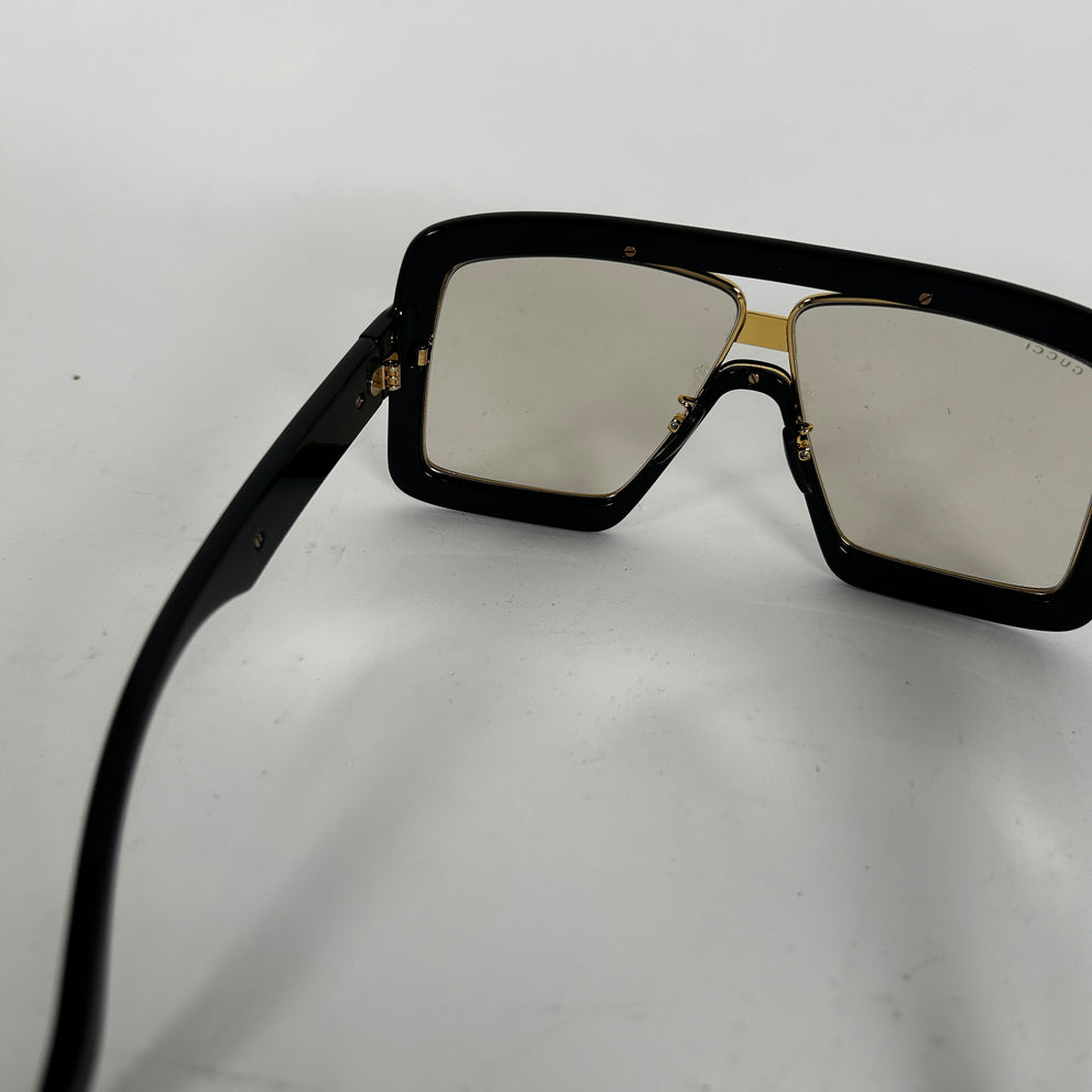 Gucci Black/Gold Square Aviator Sunglasses