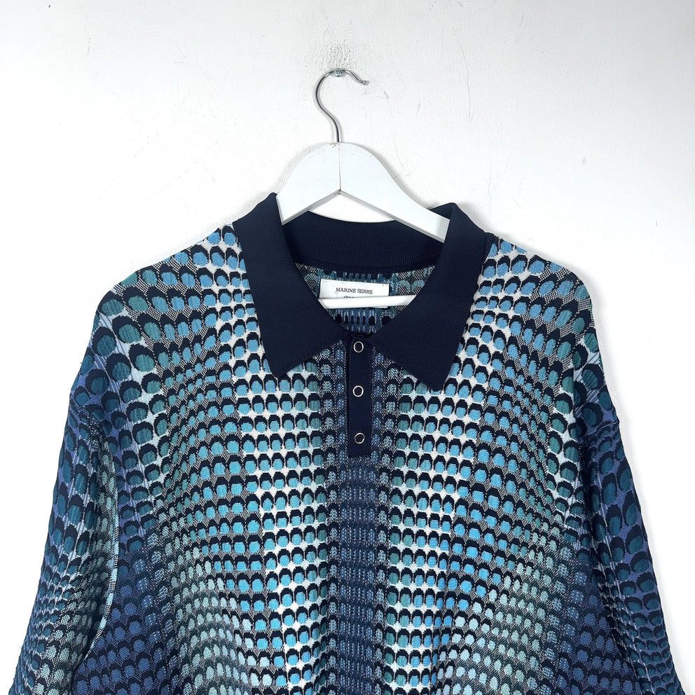 Marine Serre Gradient Knit Viscose Polo