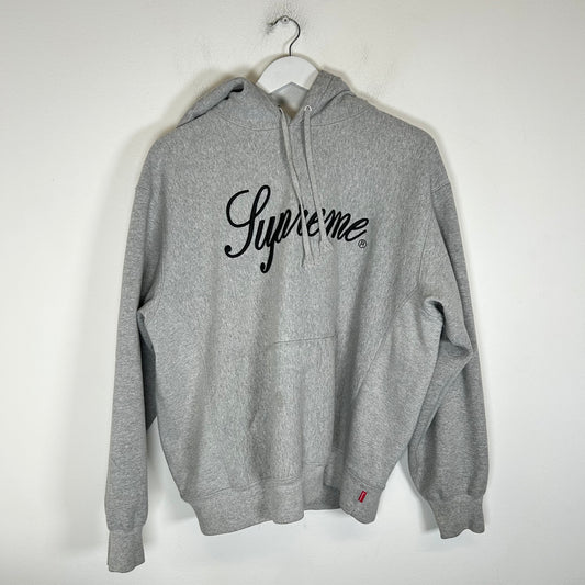 Supreme Grey Raised Script Logo Hoodie Size M