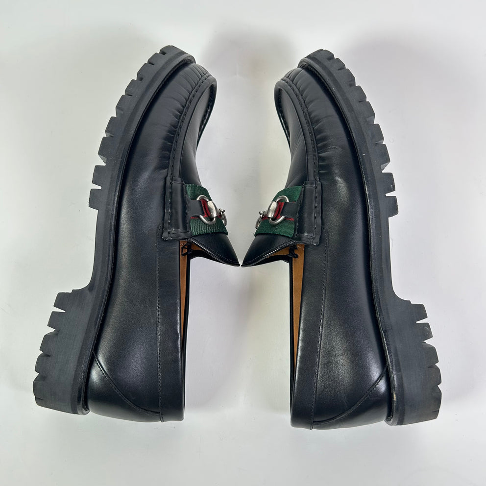 Gucci Horsebit Web Lug Sole Loafers