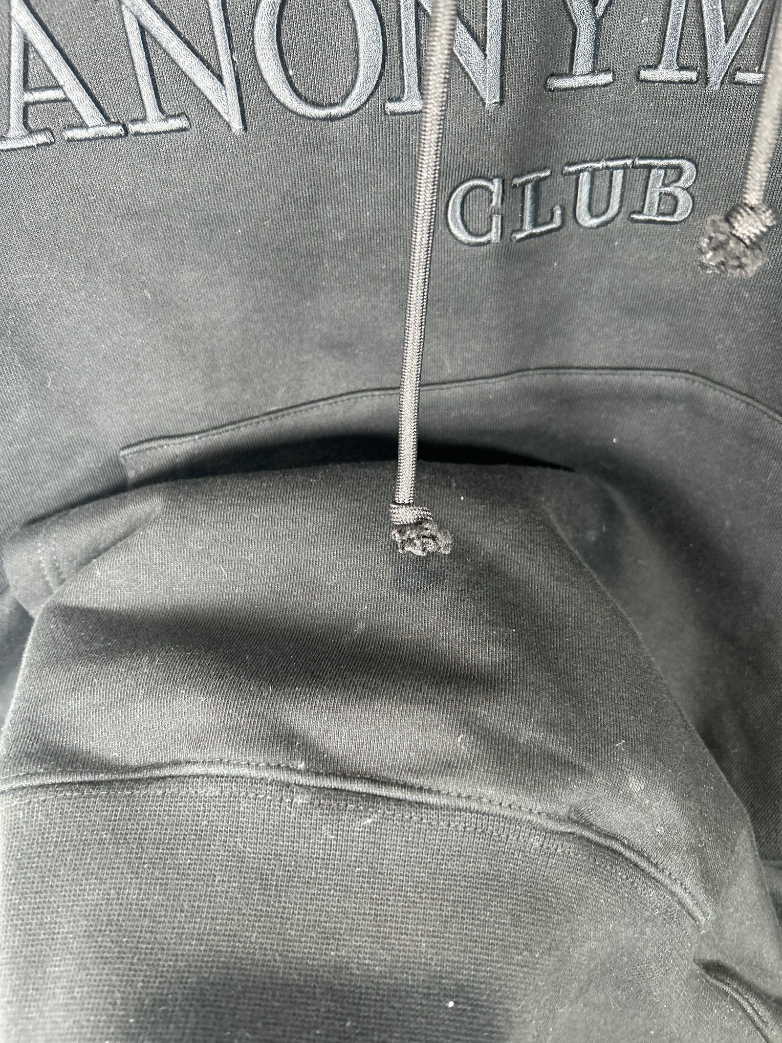 Anonymous Club Black Embroidered Logo Hoodie Size L