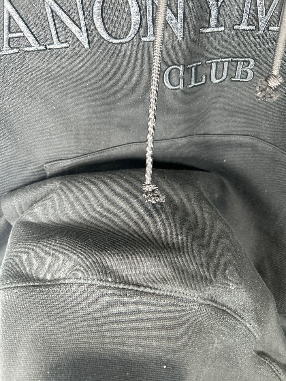 Anonymous Club Black Embroidered Logo Hoodie Size L