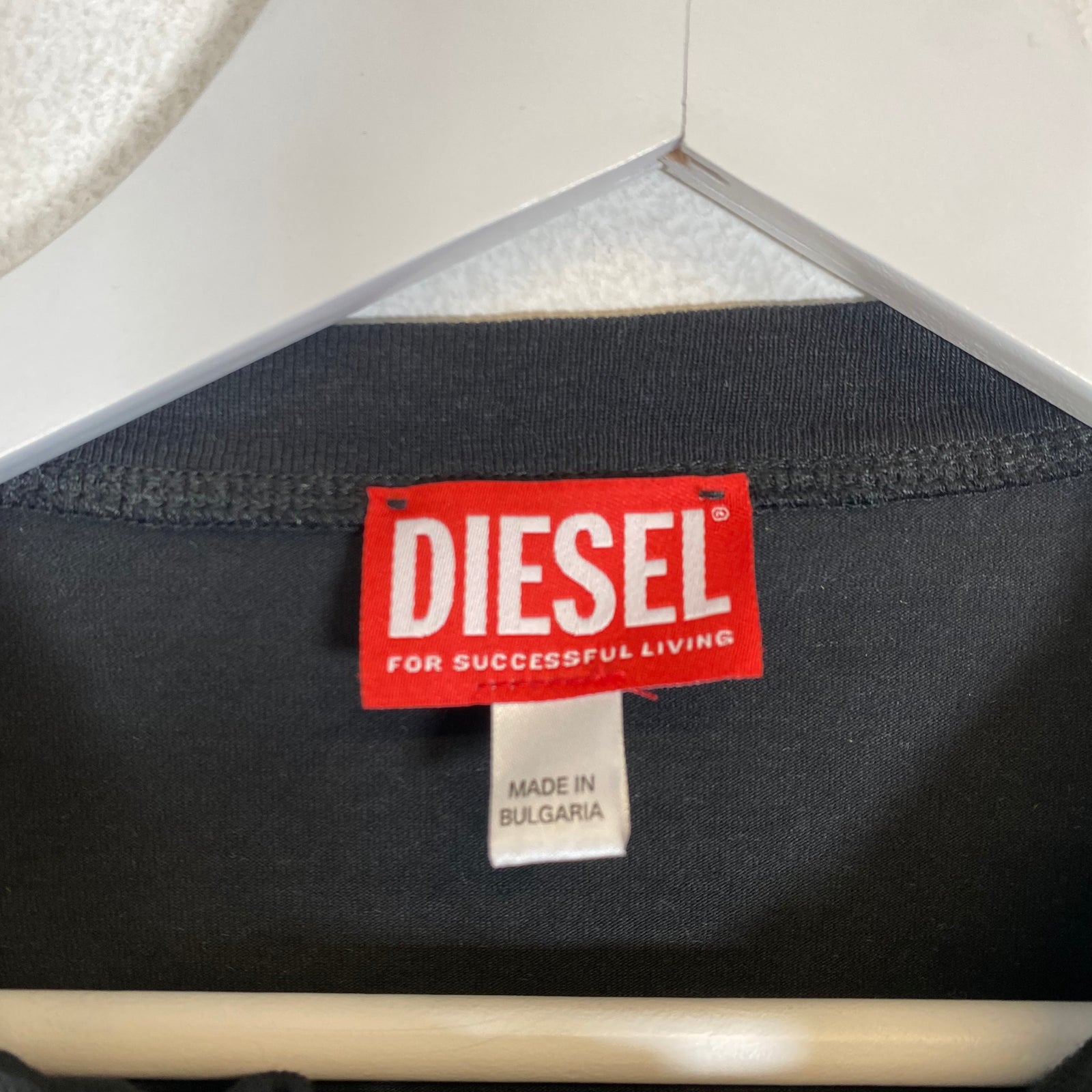 Diesel Black Flocked Logo Football Longsleeve Size S