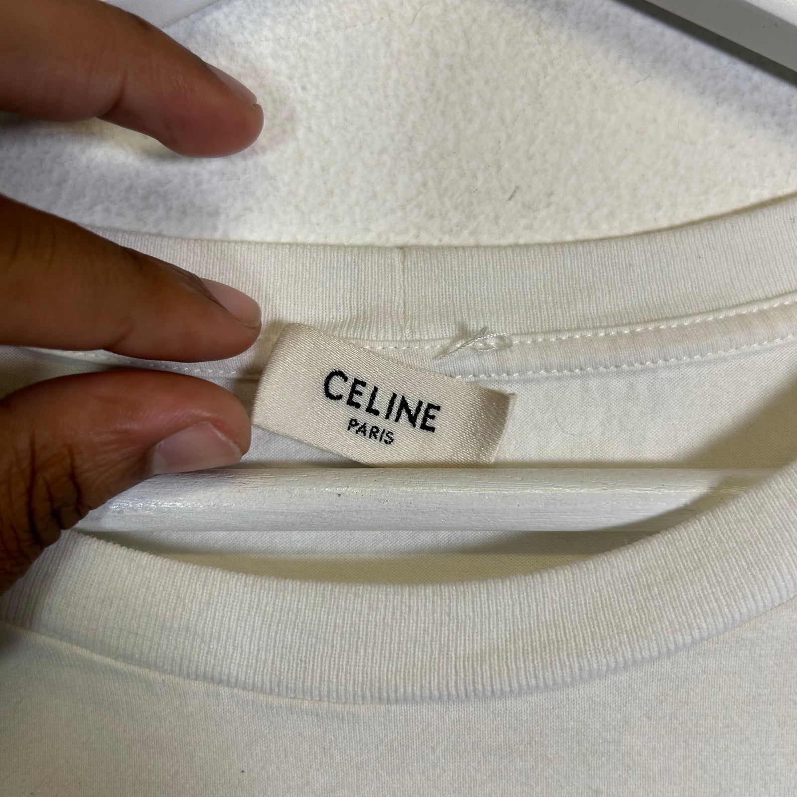 Celine White/Green College Logo T-Shirt Size L