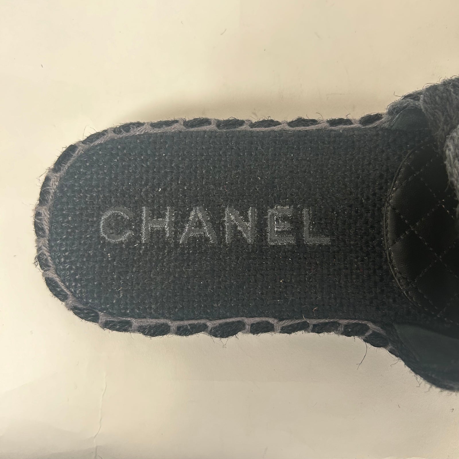 Chanel Black Interlocking CC Braided Tweed Sandals Size 40