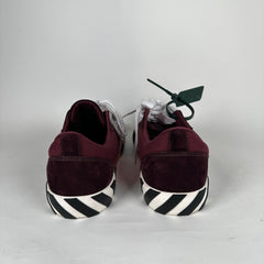 Off-White Burgundy Vulcanized Canvas Low Top Sneaker Size 45