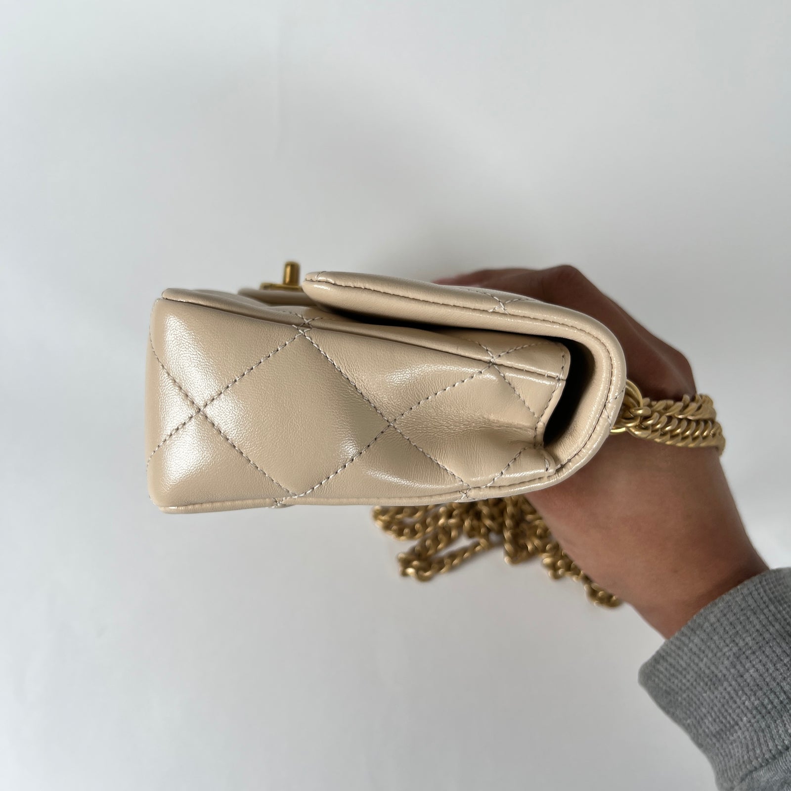 Chanel Beige Caviar Quilted Mini Sweetheart Crush Flap Bag