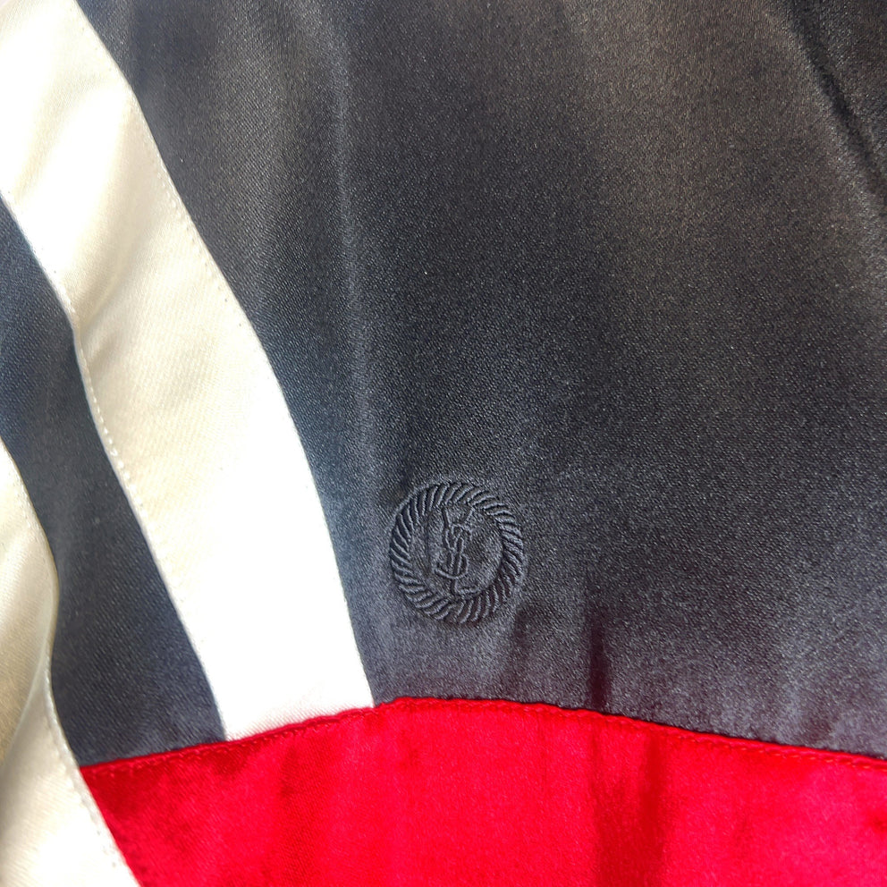 Saint Laurent Tricolor Satin Teddy Bomber Jacket