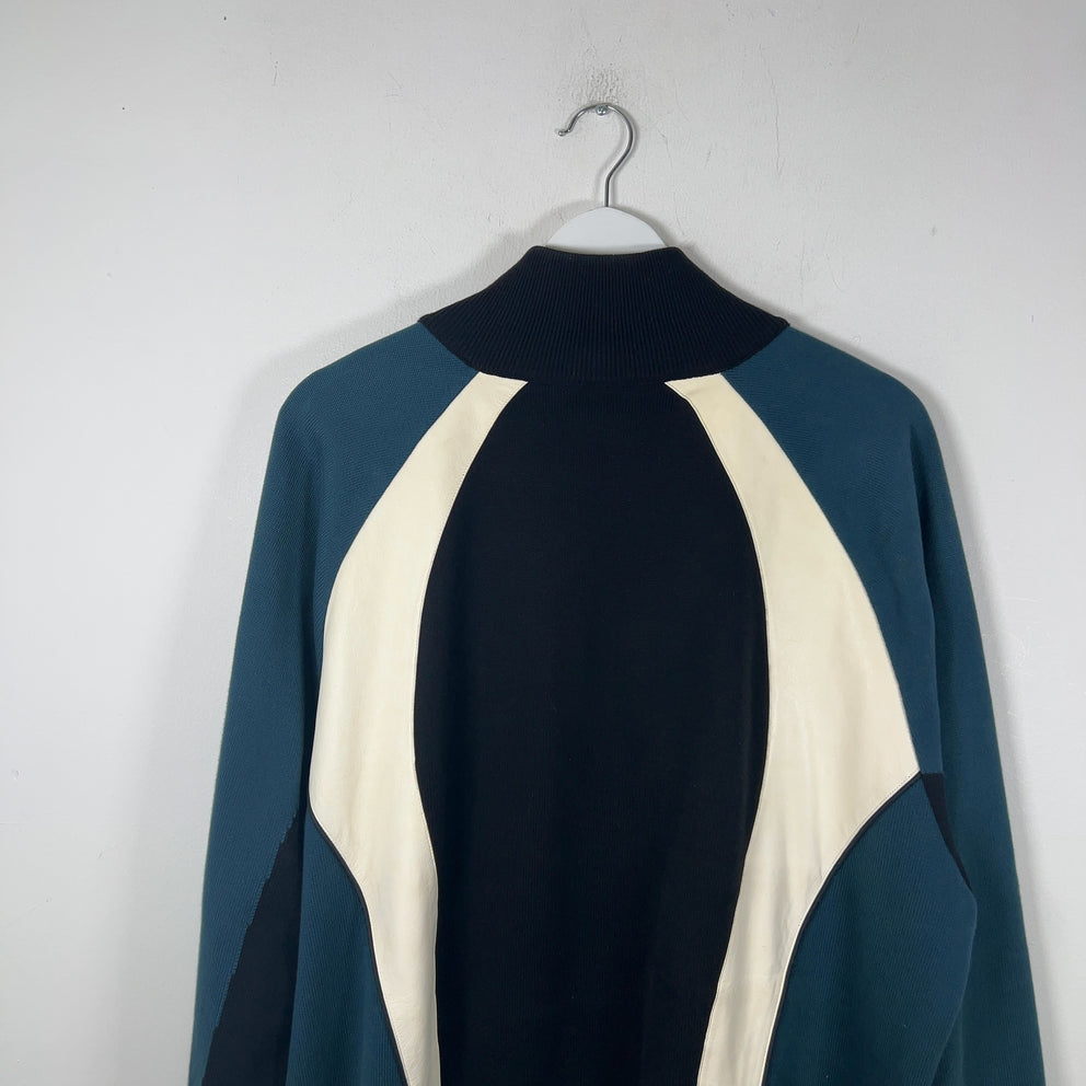 Louis Vuitton Color Block Leather/Knit Track Jacket