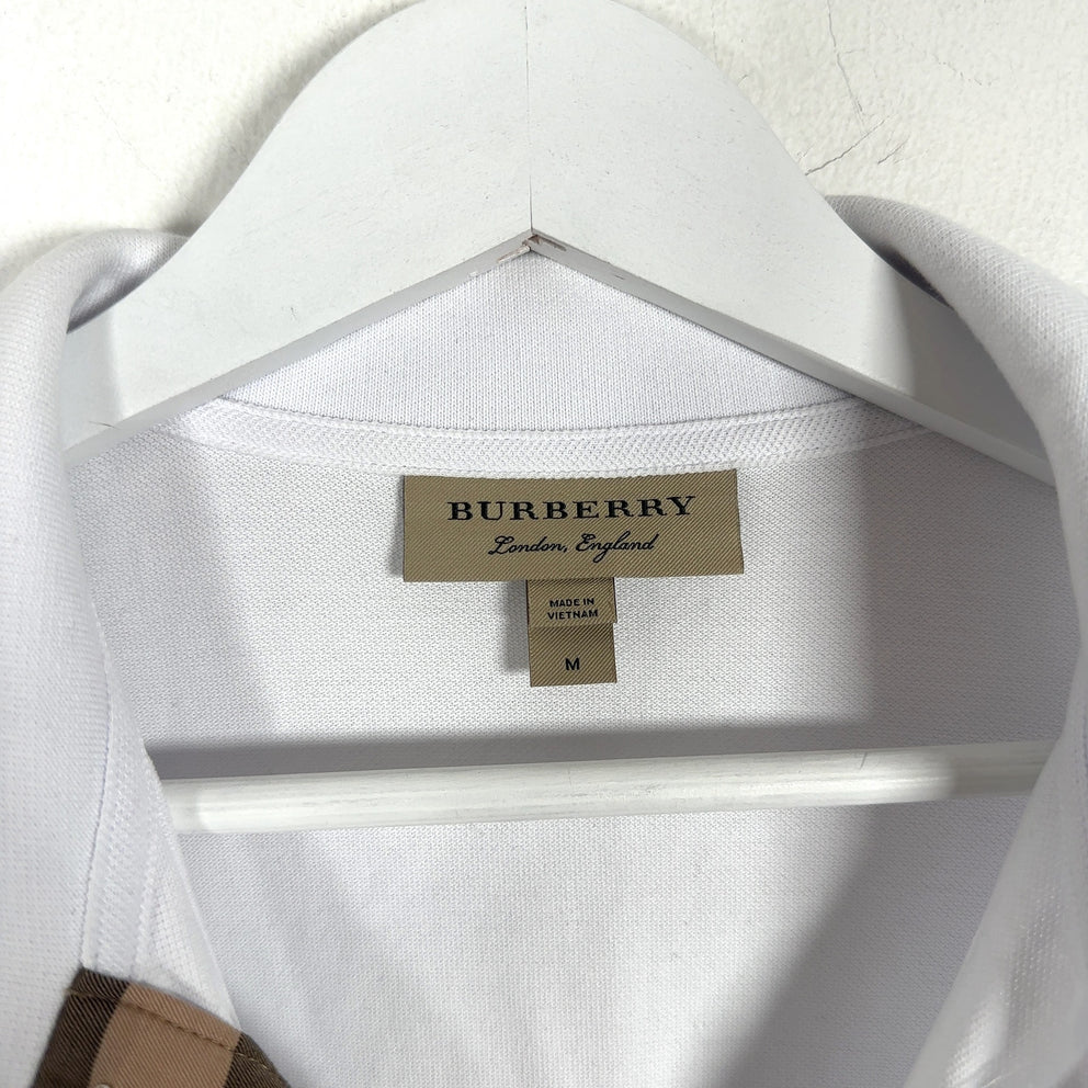 Burberry 1/4 Button White Polo