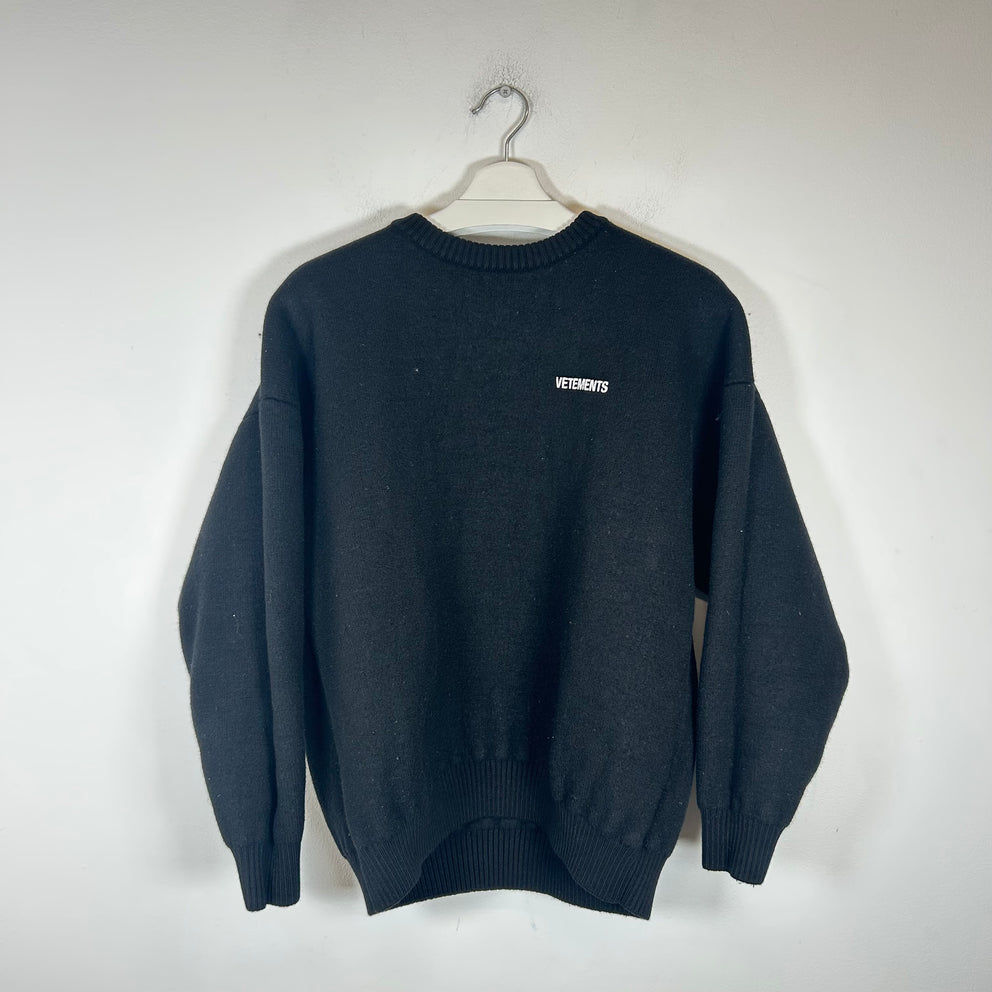 Vetements Black Iconic Logo Wool Sweater Size M
