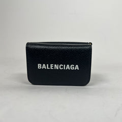 Balenciaga Black Leather Mini Wallet On Chain
