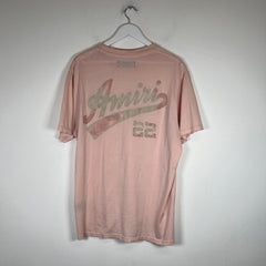 Amiri Pink Flocked Logo T-Shirt Size M