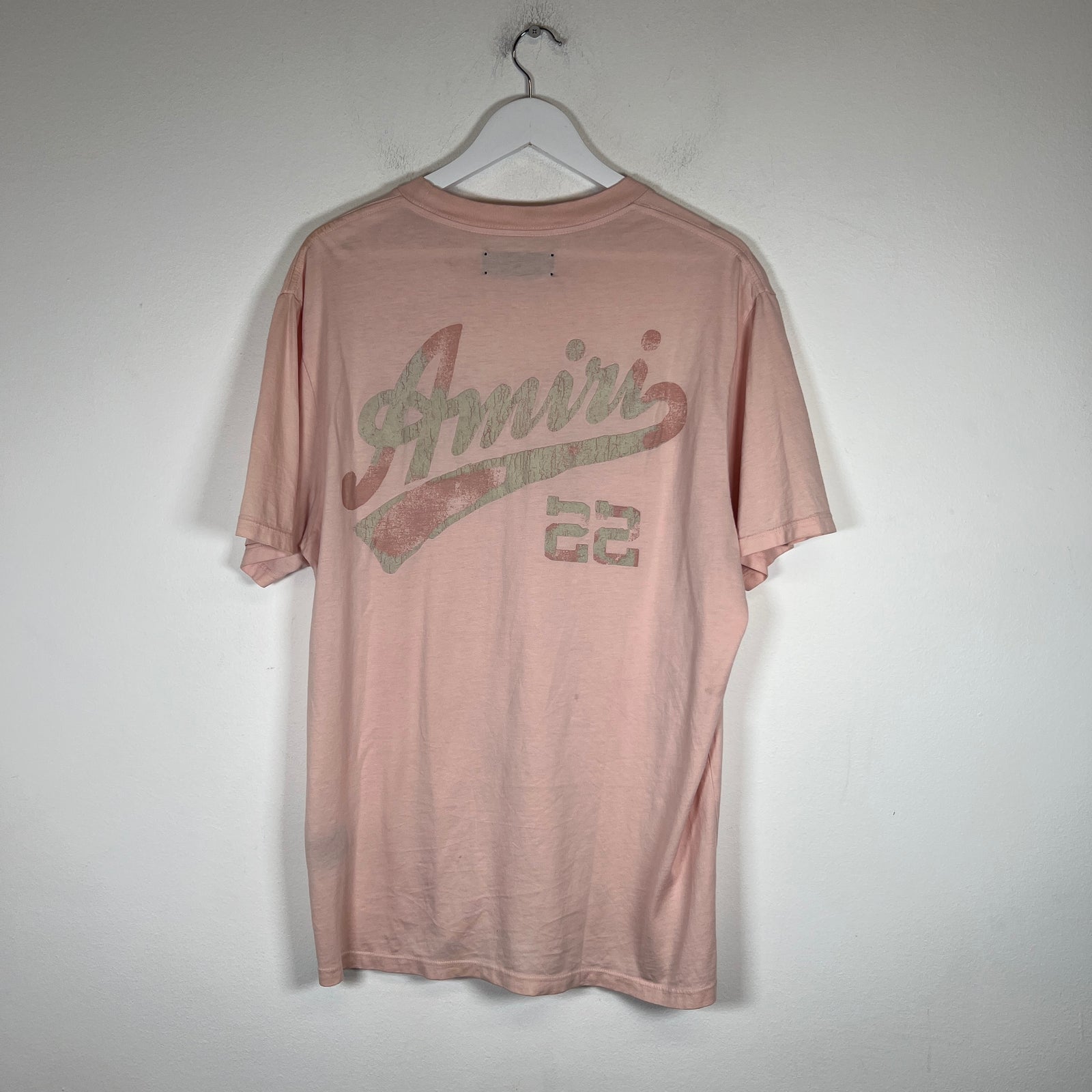 Amiri Pink Flocked Logo T-Shirt Size M