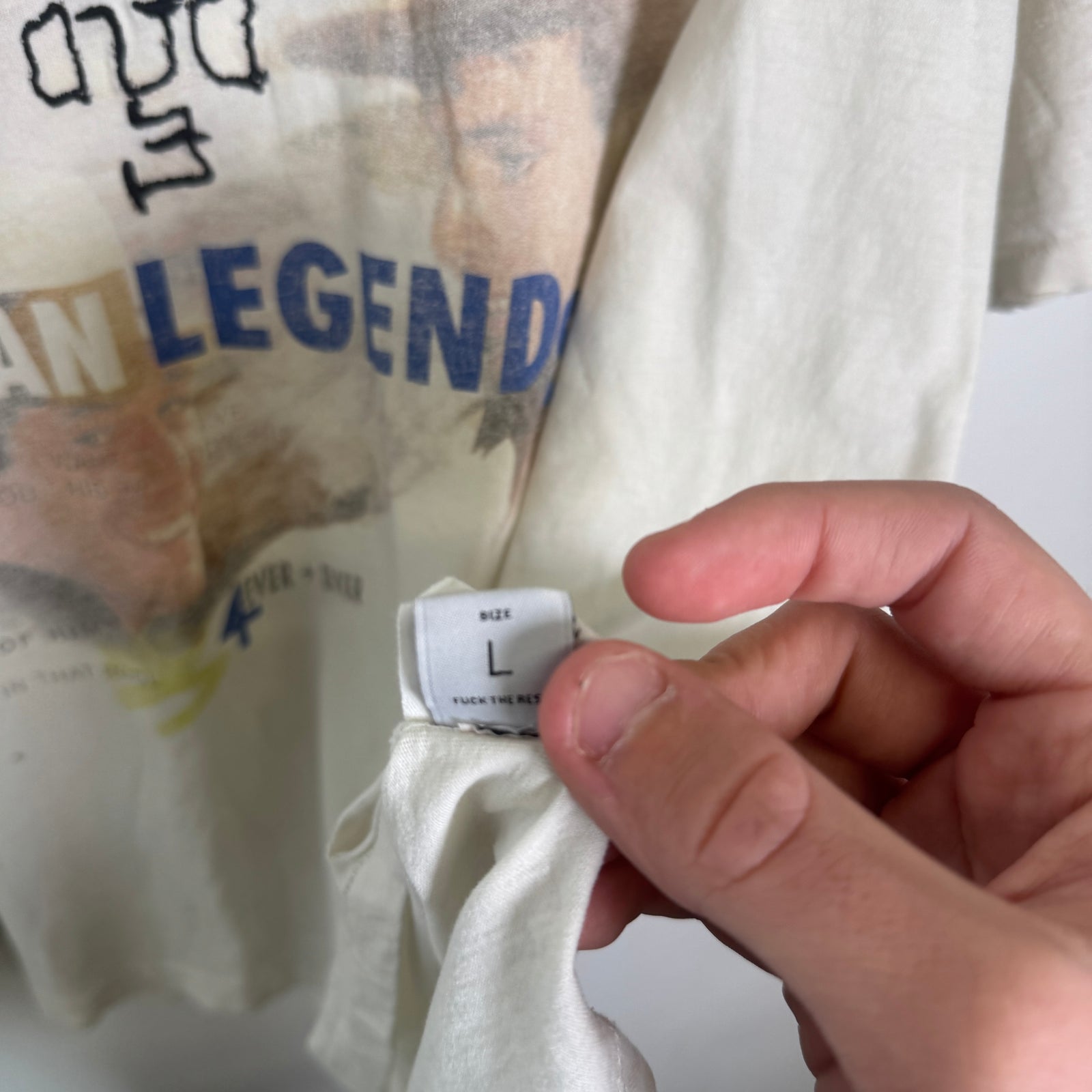 Paly White 'American Legends' Distressed T-Shirt Size L