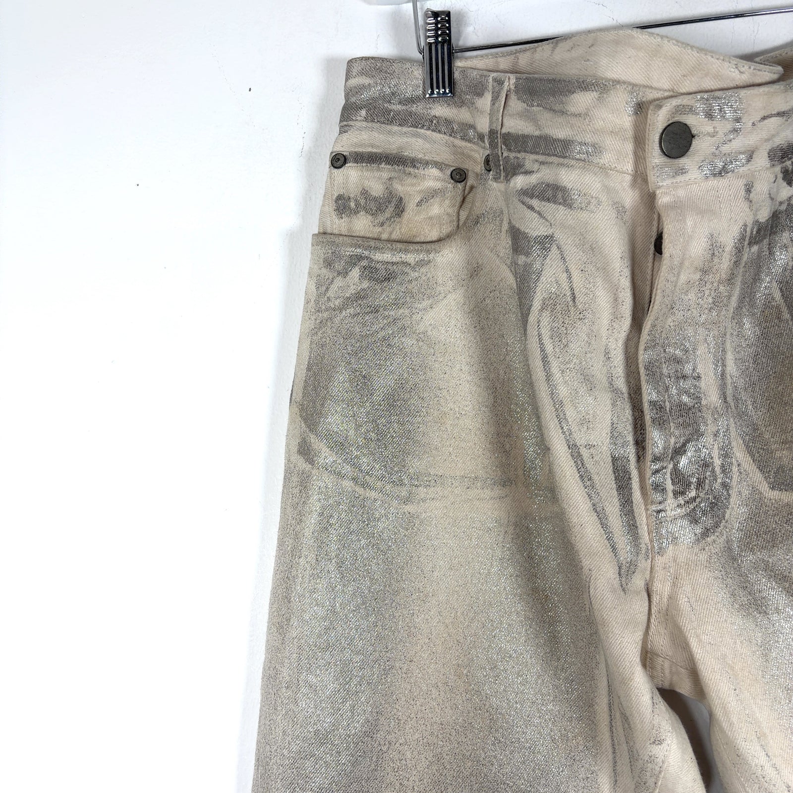 Palm Angels Silver Coated Denim Jeans