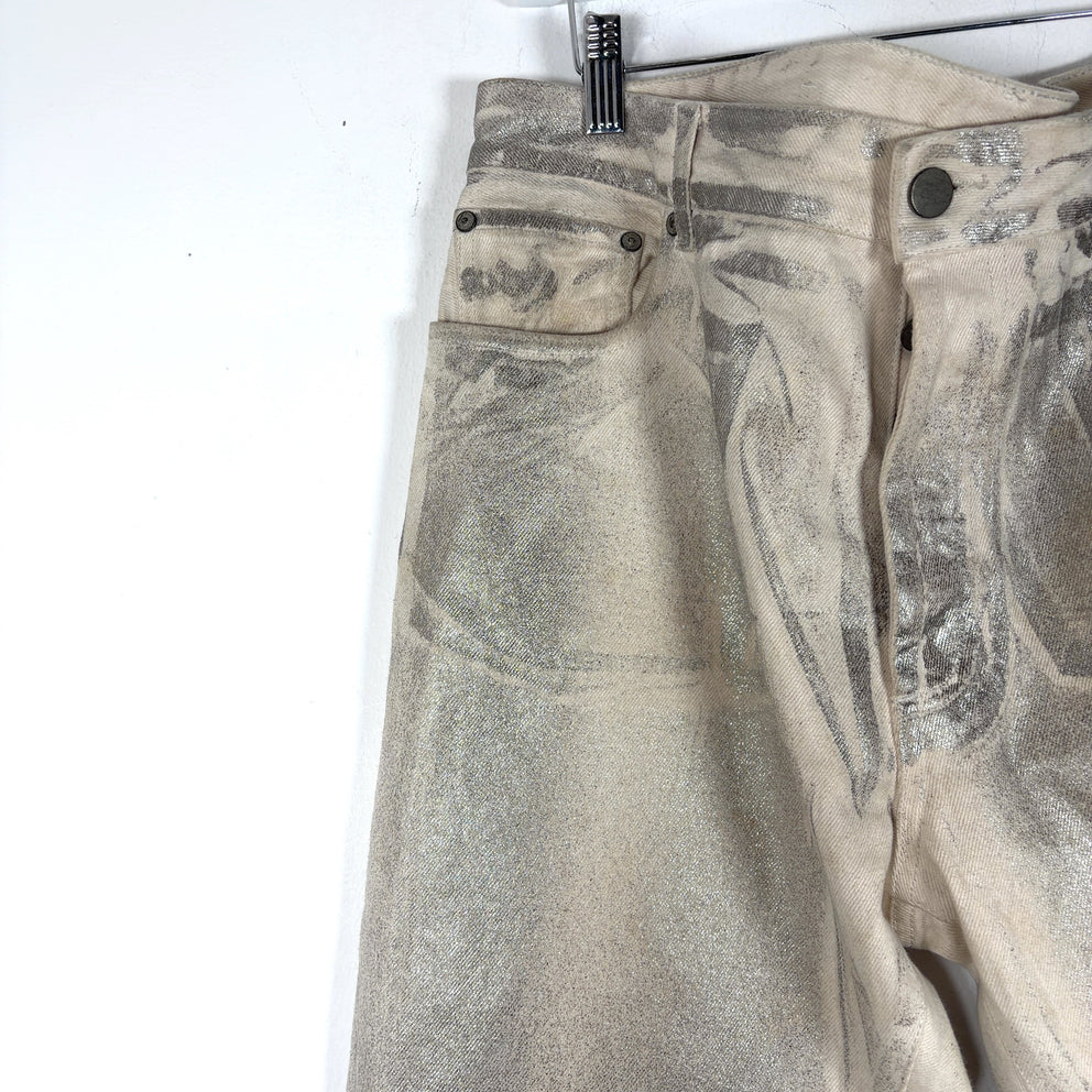 Palm Angels Silver Coated Denim Jeans