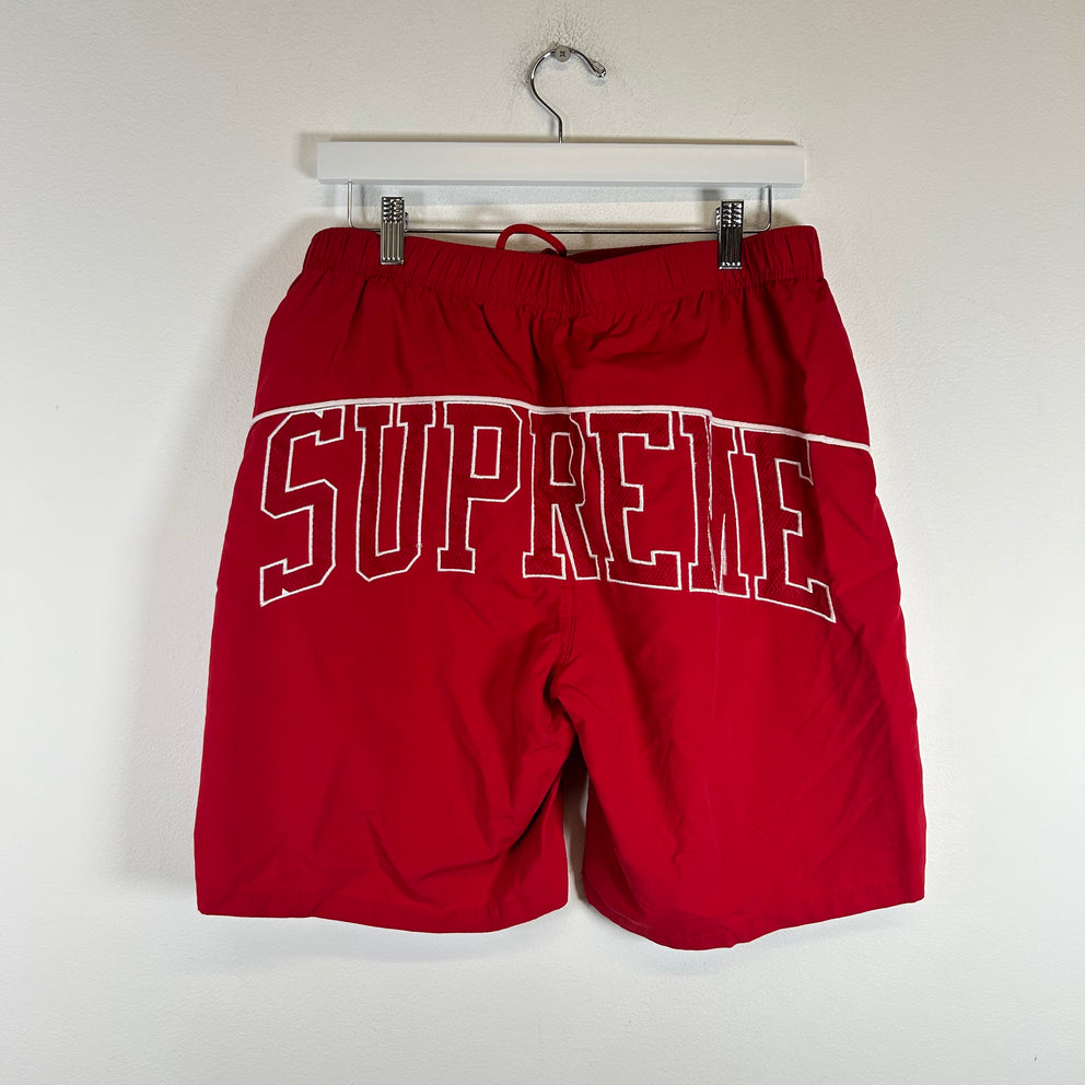Supreme Red Arc Logo Swim Trunks Size M