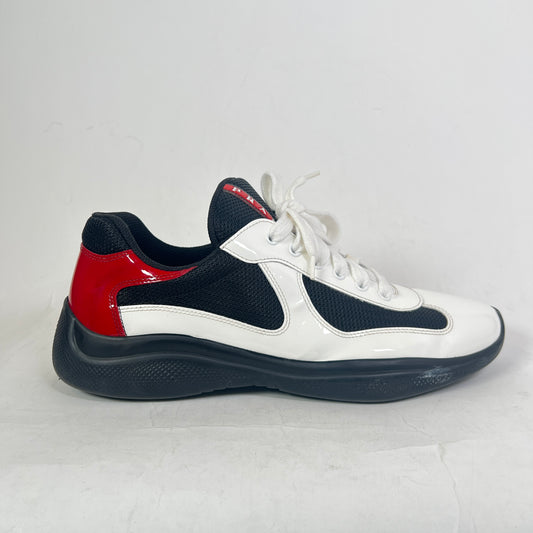 Prada White/Red Patent Leather America Cups