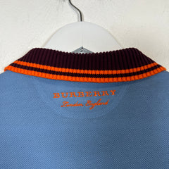 Burberry Blue/Burgundy Knitted Polo Shirt Size M