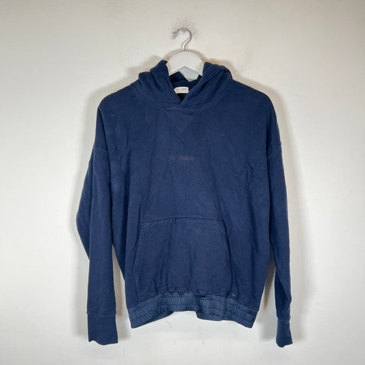 Saint Laurent Navy Logo Tapered Hoodie Size M