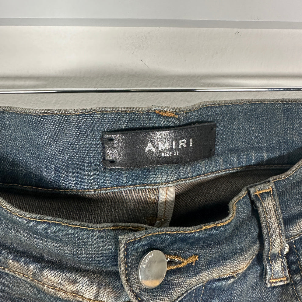 Amiri Blue Washed Plaid MX1 Jeans Size 31