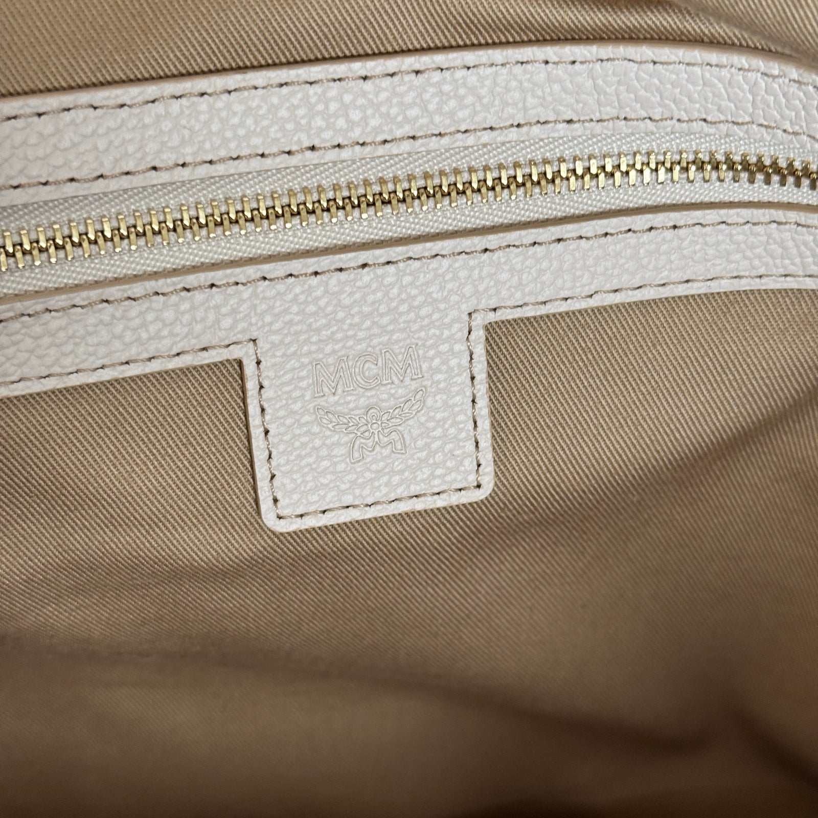 MCM Beige Liz Monogram Medium Tote Bag