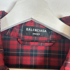 Balenciaga Red Padded Flannel Shirt Size 52