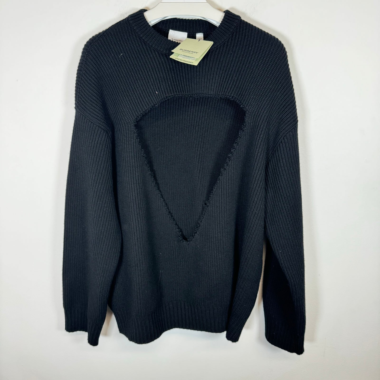Burberry Black Wool V Cut Sweater Size L